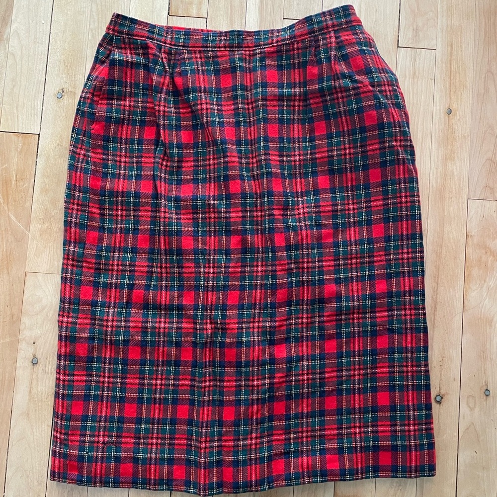 VINTAGE Pendleton 100% Wool Red Plaid Skirt SZ 14